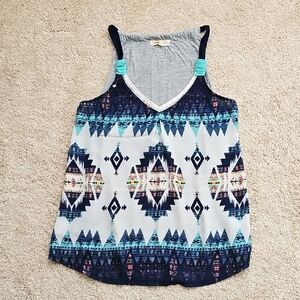 Rewind Aztec Print Tank Top, Size Large